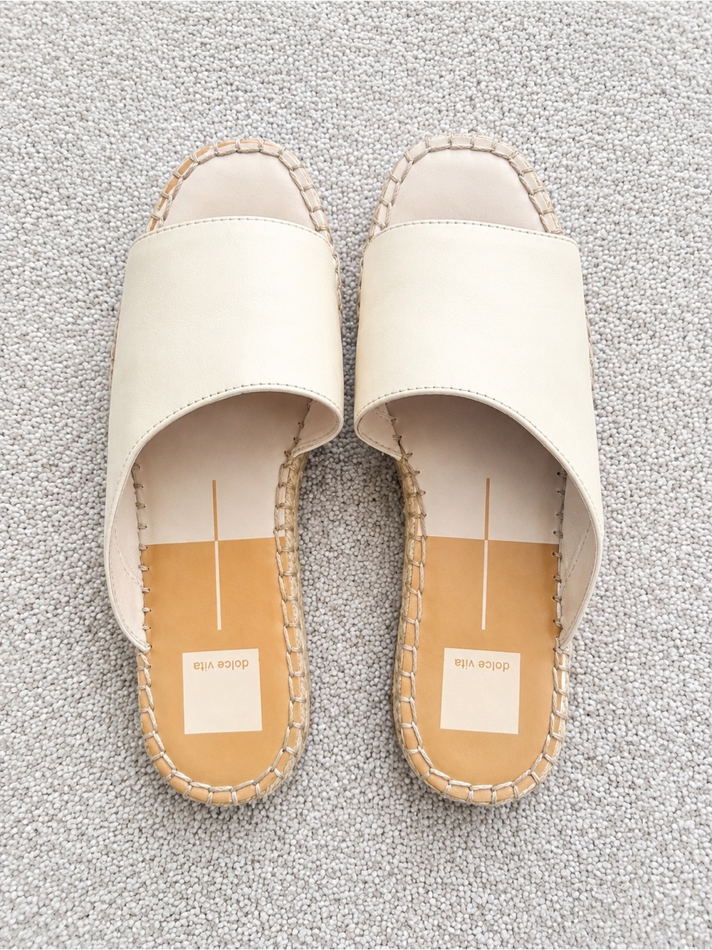 Dolce Vita Ivory Espadrille Slide Sandals Women’s Casual Summer Slip On Size 8.5